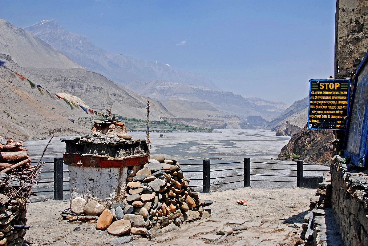 209 Kagbeni North End Looking Towards Upper Mustang I walked to the north end of Kagbeni until I hit a sign that said that to travel further north to Upper Mustang I must possess a special (and expensive) permit and be part of an organized trek.
